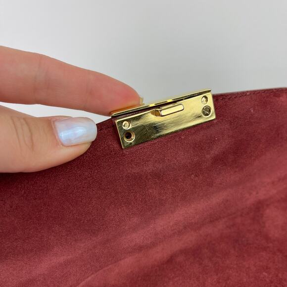 Marc Jacobs Bordo Handbag Leather Italy Satchel Suede Brown Burgundy ITALY - Picture 10 of 14